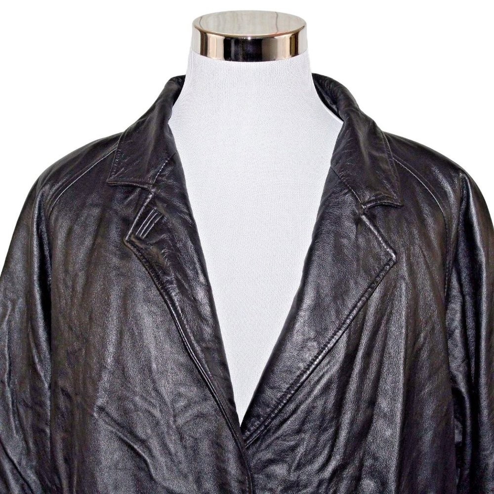 Wilson's Thinsulate 3M XL Insulated 3 Button Snap Black 100% Leather Jacket Coat - Picture 7 of 11